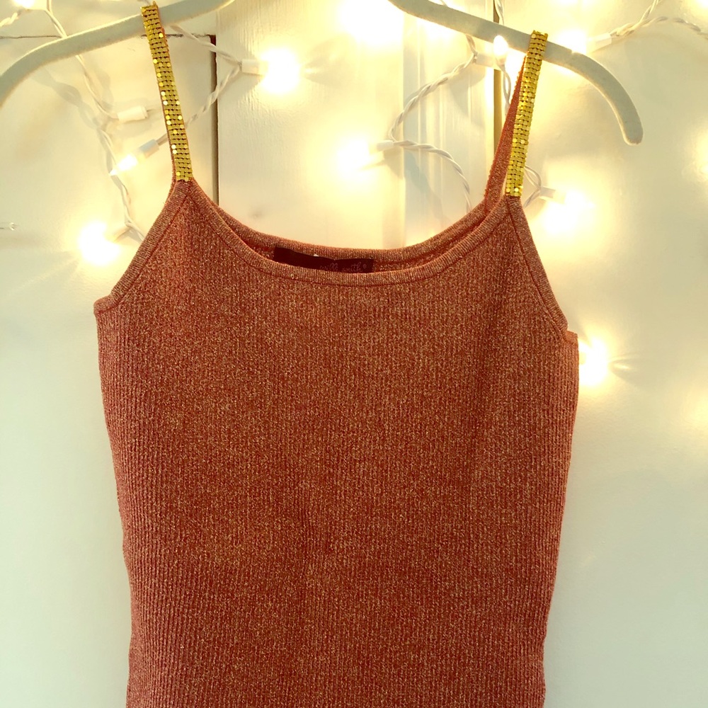 🔥 Sparkly gold/rust party tank!